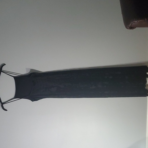 Bebe Dress women's sz small black gown lined sheer Fabric cut-outs strappy glam - Picture 8 of 15